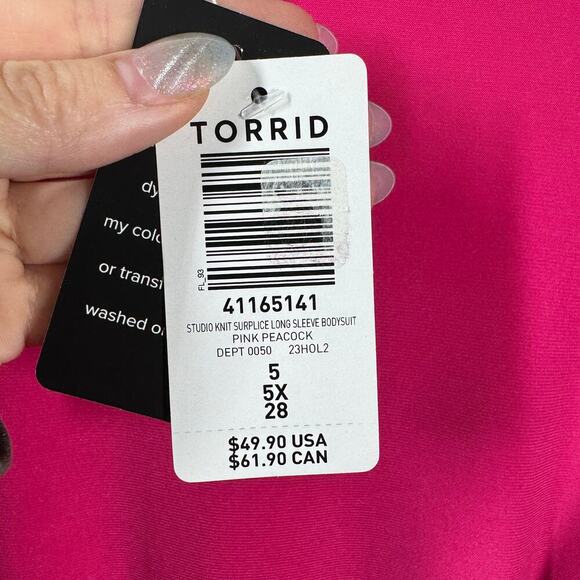 Torrid Body Suite Women 5X Plus Size NWT Pink Long Flow Sleeve 4116514 Career - Picture 4 of 9